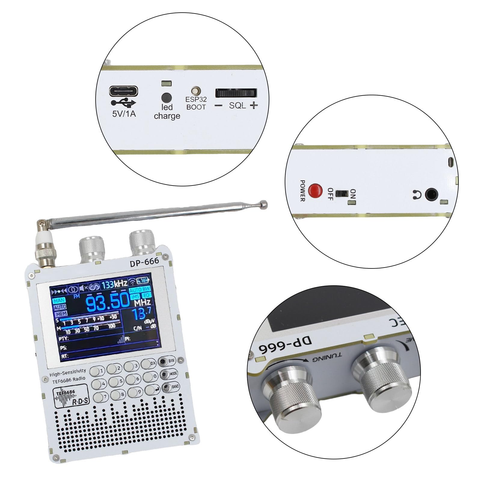 Amazon.co.jp: TEF6686 DSP チップを搭載したマルチバンドラジオ、2.8